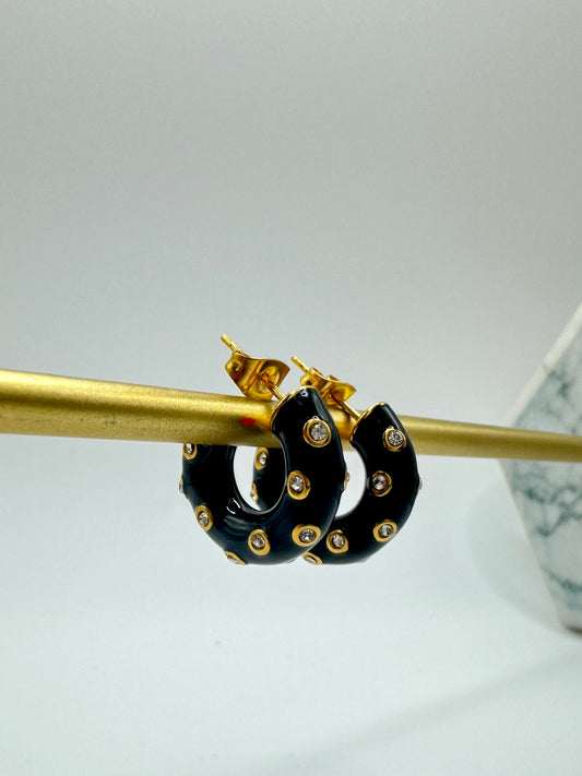 Argolas de aço zirconia pretas
